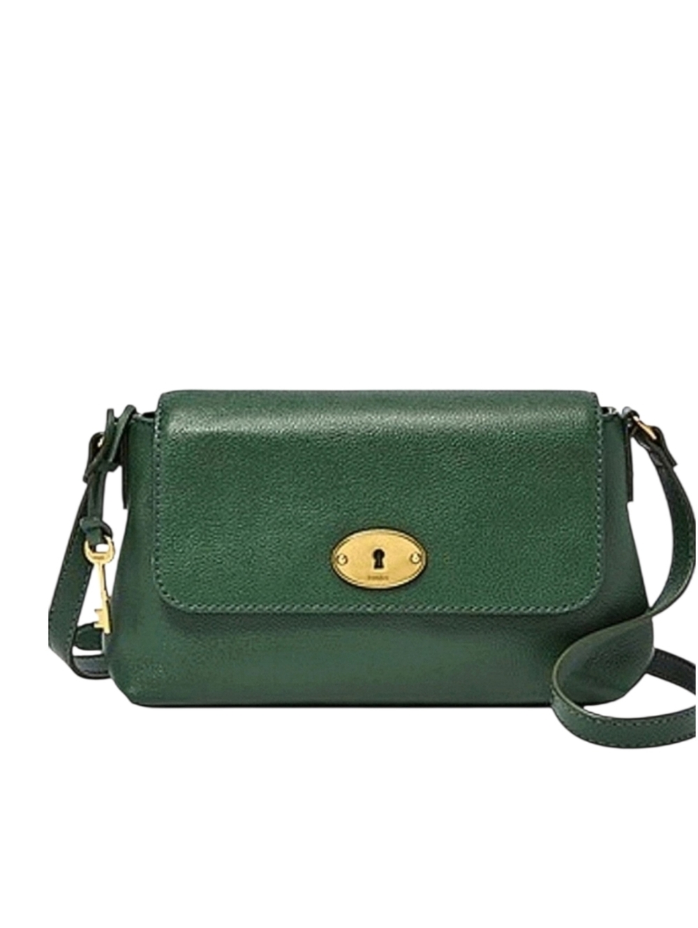 Fossil Gabriella Green Leather Small Flap Crossbody Bag
